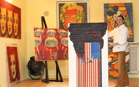 德藝術(shù)家用小熊糖作畫 夢露、蒙娜麗莎躍然“糖”上