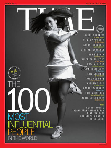 Li Na graces cover of the 2013 Time magazine. Li Na on Time cover, makes influential 100 list
